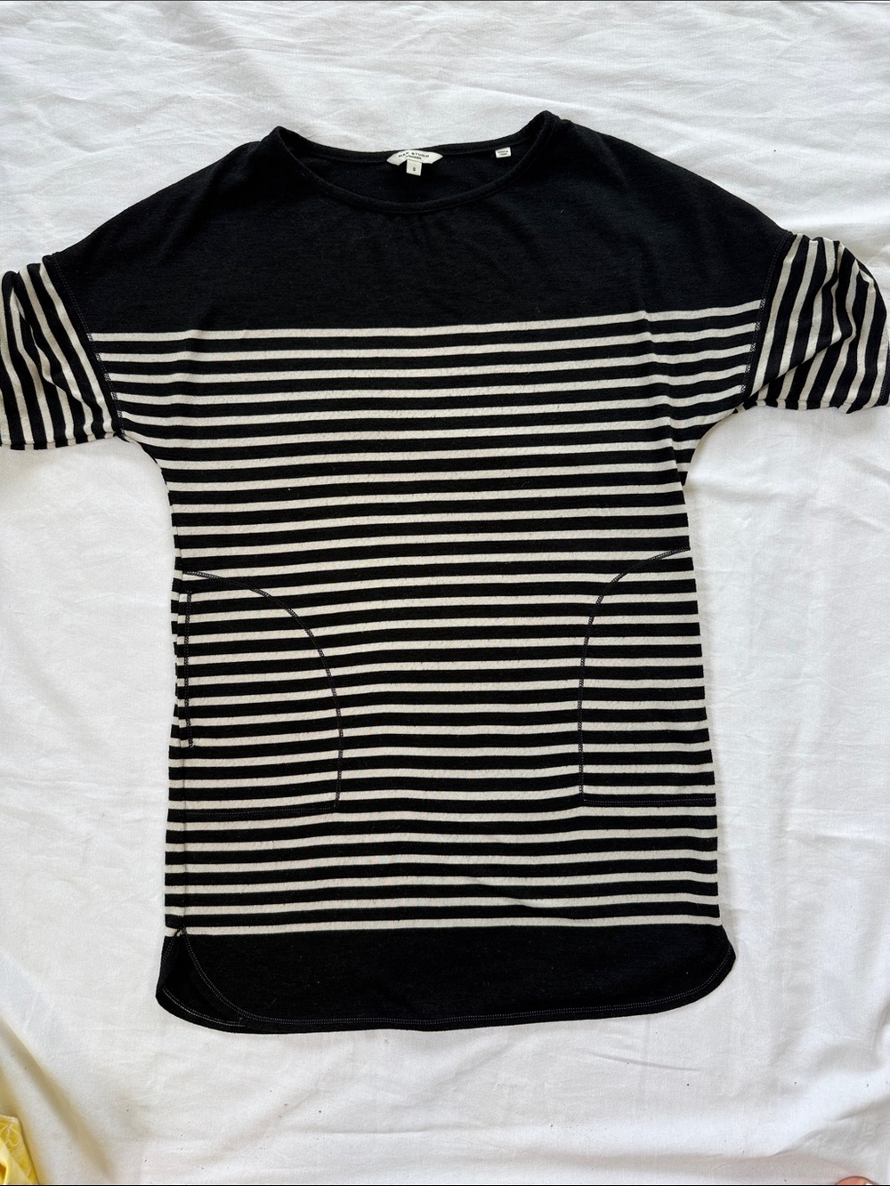 Max Studio Striped Black & White Short Sleeve Tunic